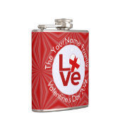 English Red LOVE Flag gepersonaliseerd Heupfles (Rechts)