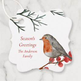 English Redborst Robin Bird Holiday Kerstmis Bedankjes Labels