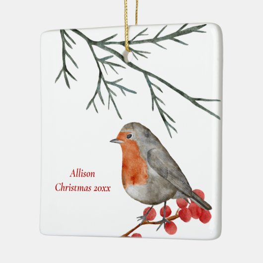 English Redborst Robin Bird Holiday Kerstmis Keramisch Ornament (Links)