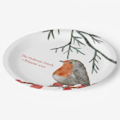 English Redborst Robin Bird Holiday Kerstmis Papieren Bordje (Gekanteld)