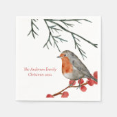 English Redborst Robin Bird Holiday Kerstmis Servet (Voorkant)