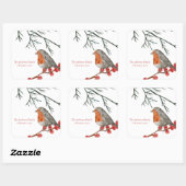 English Redborst Robin Bird Holiday Kerstmis Vierkante Sticker (Vel)