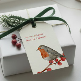 English Redborst Robin Merry Kerstfeestay Cadeaulabel