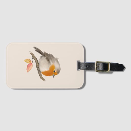 English Robin Bird Bagagelabel (Voorkant (horizontaal))