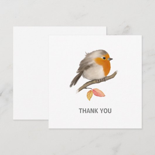 English Robin Bird Bedankkaart (Voorkant / Achterkant)