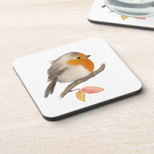 English Robin Bird Bier Onderzetter (Linkerzijde)