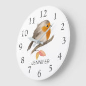 English Robin Bird Large Clock Grote Klok (Hoek)