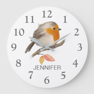 English Robin Bird Large Clock Grote Klok