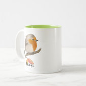 English Robin Bird Tweekleurige Koffiemok (Voorkant links)