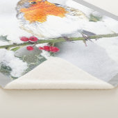 English Robin Bird Winter Snow Bird Wildlife Sherpa Deken (3/4)