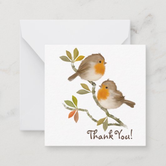 English Robin Birds Bedankt Note card Notitiekaartje (Voorkant)