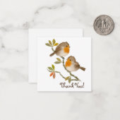 English Robin Birds Bedankt Note card Notitiekaartje (Voorkant / Achterkant in situ)
