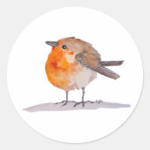 English Robin Watercolor Ronde Sticker (Voorkant)