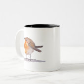 English Robin Watercolor Tweekleurige Koffiemok (Voorkant links)