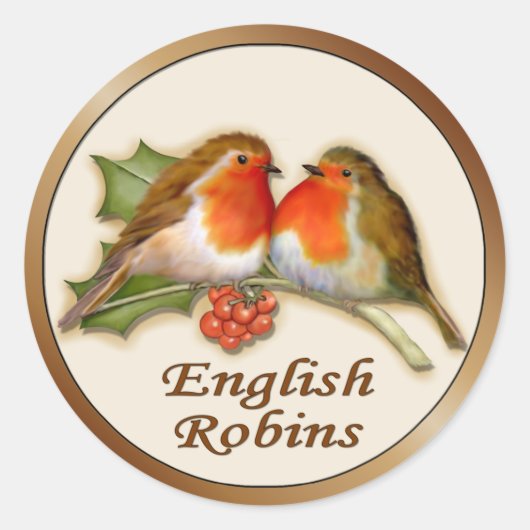 English Robins Ronde Sticker (Voorkant)