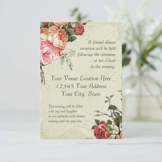 English Rose Bouquet, in Modern Swirl Leaf Kaart (Staand voorkant)