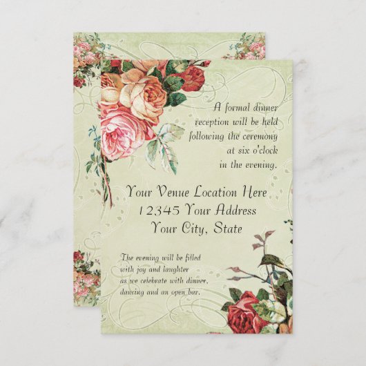 English Rose Bouquet, in Modern Swirl Leaf Kaart (Voorkant / Achterkant)