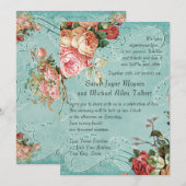 English Rose Bouquet,  in Modern Swirl Leaf Kaart (Voorkant / Achterkant)