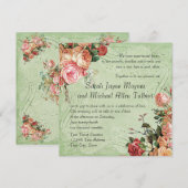 English Rose Bouquet,  in Modern Swirl Leaf Kaart (Voorkant / Achterkant)