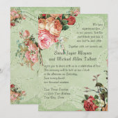 English Rose Bouquet,  in Modern Swirl Leaf Kaart (Voorkant / Achterkant)