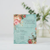 English Rose Bouquet,  in Modern Swirl Leaf RSVP Kaartje (Staand voorkant)