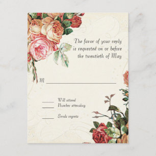 English Rose Bouquet,  in Modern Swirl Leaf RSVP Kaartje