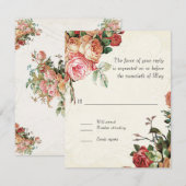English Rose Bouquet,  in Modern Swirl Leaf RSVP Kaartje (Voorkant / Achterkant)