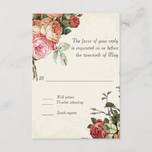 English Rose Bouquet,  in Modern Swirl Leaf RSVP Kaartje