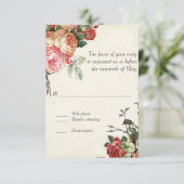 English Rose Bouquet,  in Modern Swirl Leaf RSVP Kaartje (Staand voorkant)