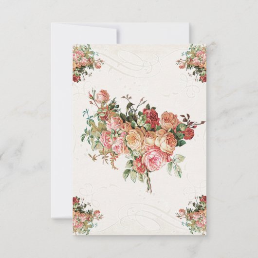 English Rose Bouquet,  in Modern Swirl Leaf RSVP Kaartje (Achterkant)