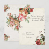 English Rose Bouquet,  in Modern Swirl Leaf RSVP Kaartje (Voorkant / Achterkant)