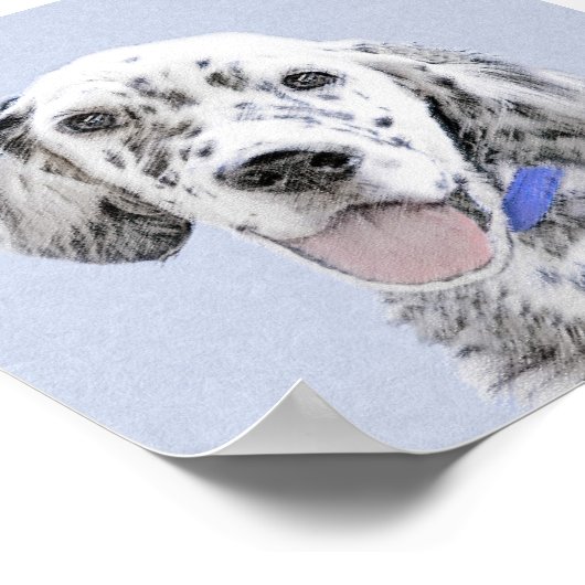 English Setter Blue Belton Painting Dog Art Poster (Hoek)