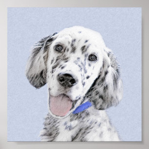 English Setter Blue Belton Painting Dog Art Poster