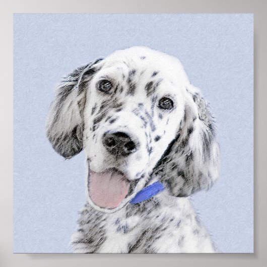 English Setter Blue Belton Painting Dog Art Poster (Voorkant)