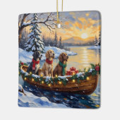 English Setter Christmas Boat Holiday Keramisch Ornament (Links)