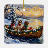 English Setter Christmas Boat Holiday Keramisch Ornament (Achterkant)