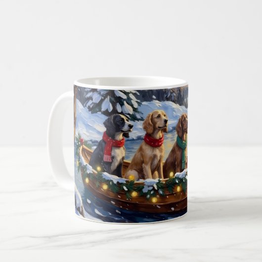 English Setter Christmas Boat Holiday Koffiemok (Voorkant links)