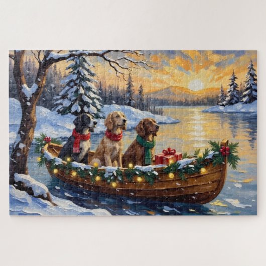 English Setter Christmas Boat Holiday Legpuzzel (Horizontaal)