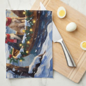 English Setter Christmas Boat Holiday Theedoek (Quarter Fold)