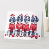 English Setter Christmas Dress Santa Hat Kaart (Voorkant)