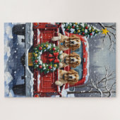 English Setter Christmas Red Truck Holiday Legpuzzel (Horizontaal)