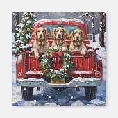English Setter Christmas Red Truck Holiday Magneet (Voorkant)