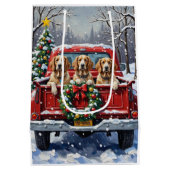 English Setter Christmas Red Truck Holiday Medium Cadeauzakje (Achterkant)