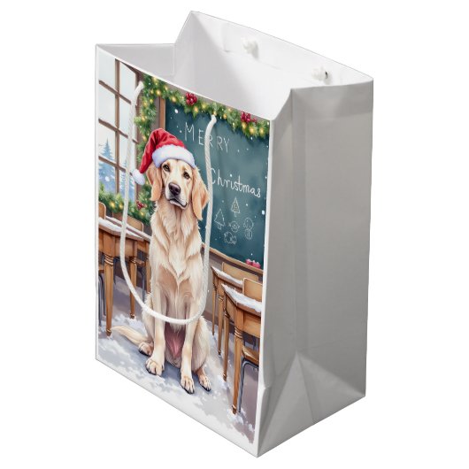 English Setter Cozy Classroom Teacher Santa Medium Cadeauzakje (Voorkant Gekanteld)