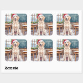 English Setter Cozy Classroom Teacher Santa Vierkante Sticker (Vel)
