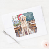 English Setter Cozy Classroom Teacher Santa Vierkante Sticker (Envelop)