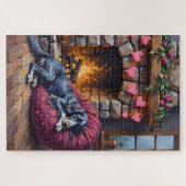 English Setter Dog Cozy Hearth Fairy Lights Legpuzzel (Horizontaal)