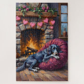 English Setter Dog Cozy Hearth Fairy Lights Legpuzzel (Verticaal)