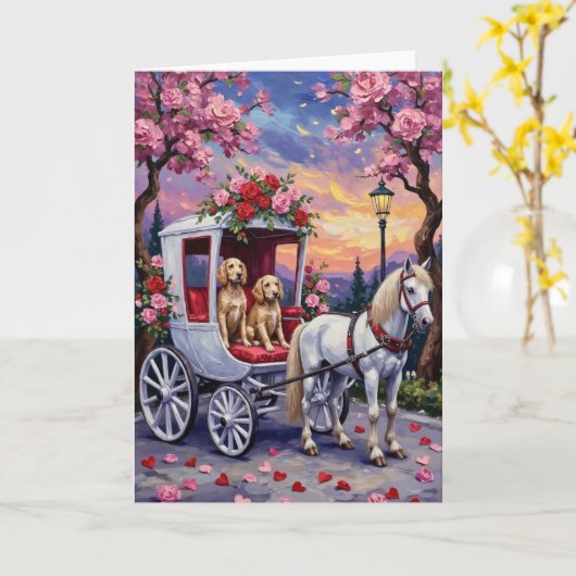 English Setter Dog Valentine's Day Kaart (Gele Bloem)