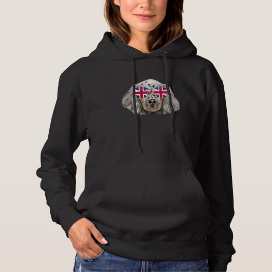 English Setter Dog Verenigd Koninkrijk Zonnebril Hoodie (Voorkant)